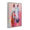 Stupell Industries Horse Visage on Pink Framed Giclee Wall Art Design by Petal Prints Design